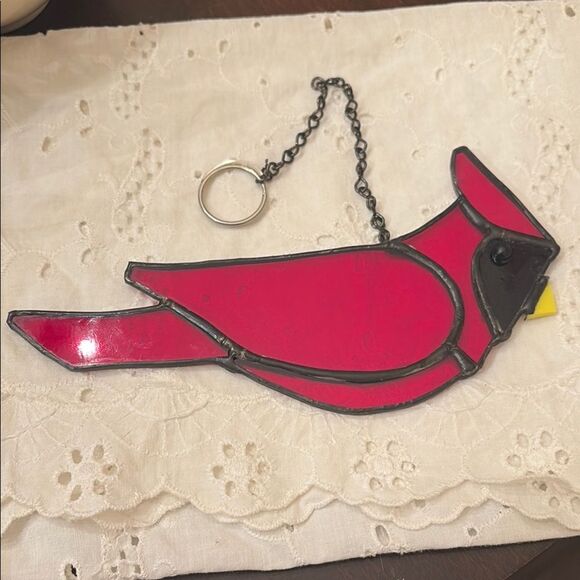 Red and Black Glass Art Bird - Picture 1 of 7